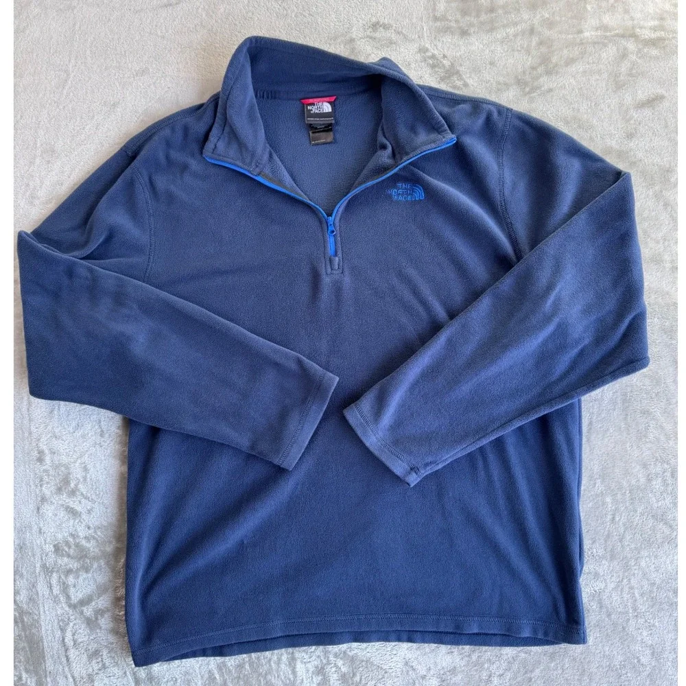 The North Face TKA 100 Glacier Quarter Zip‎ Fleece Pullover Mens Large Navy Blue